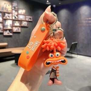 Orange Inside Out Keychain with Character Charm